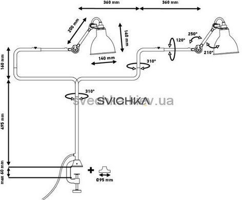 Настільна лампа Lampe Gras 211-311-Bl-Bl-Cop, Білий, Білий