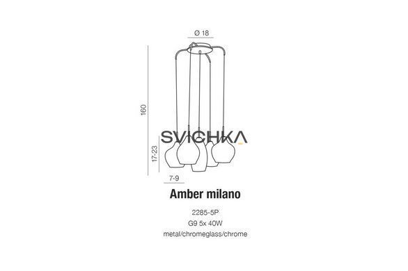 Підвісний світильник AZzardo Amber Milano AZ0722 chrome, Хром, Прозорий, Хром
