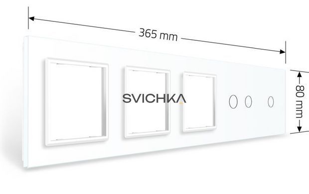 Рамка 5-постова для одного 1-сенсорного та одного 2-сенсорного вимикачів і трьох розеток (1-2-0-0-0) LIVOLO, загартоване скло, біла, 365&times;80 мм (VL-P701/02/E/E/E-10W)