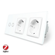 Умный сенсорный ZigBee выключатель 2 сенсора 2 розетки Livolo белый стекло (VL-C702Z/C7C2EU-11)