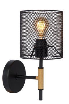 Настінний світильник Lucide BASKETT 1xE27 Black, BLACK