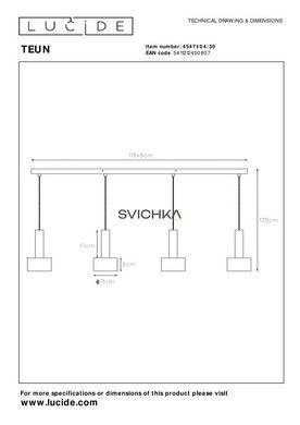 Подвесной светильник Lucide TEUN 4xE27 Black