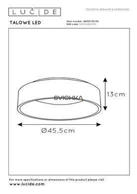 Стельовий світильник Lucide TALOWE LED &Oslash; 45,5 cm LED Dim. 1x30W 3000K Black, BLACK, Чорний, Чорний