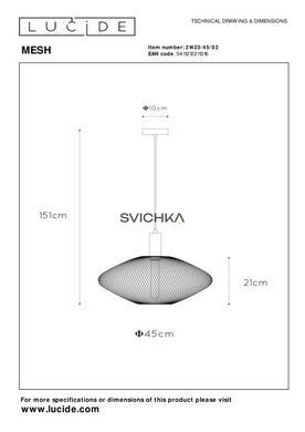 Підвісний світильник Lucide MESH &Oslash; 45 cm 1xE27 Matt Gold / Brass, Matt Gold / Brass, Matt Gold / Brass, Matt Gold / Brass