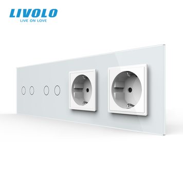 Сенсорный выключатель 4 сенсора 2 розетки Livolo