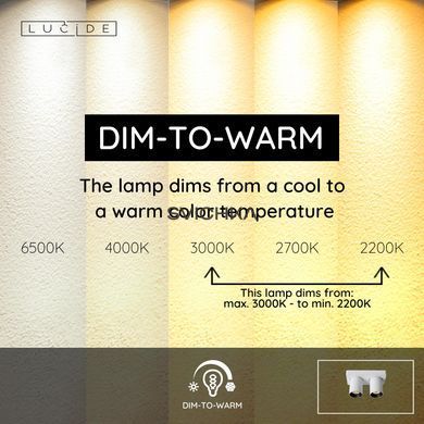 Стельовий точковий світильник Lucide NIGEL LED Dim to warm GU10 2x5W 2200K/3000K White, WHITE