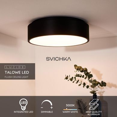 Стельовий світильник Lucide TALOWE LED &Oslash; 45,5 cm LED Dim. 1x30W 3000K Black, BLACK, Чорний, Чорний