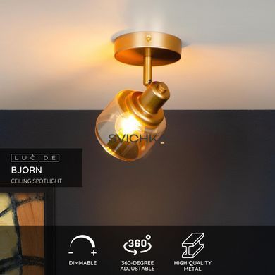 Стельовий точковий світильник Lucide BJORN 1xE14 Matt Gold / Brass, Matt Gold / Brass