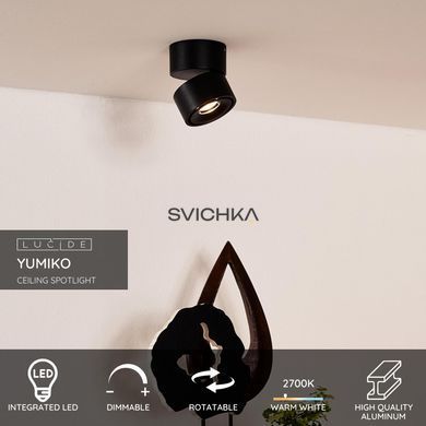 Потолочный точечный светильник Lucide YUMIKO &Oslash; 7,8 cm LED Dim. 1x10W 2700K Black