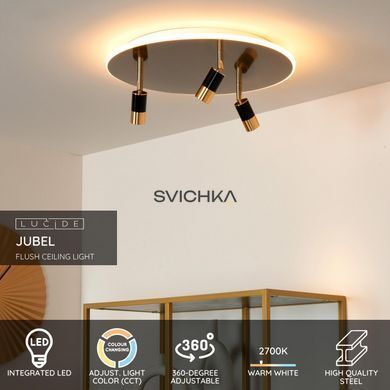 Потолочный светильник Lucide JUBEL &Oslash; 48 cm LED Dim. 2700K Matt Gold / Brass