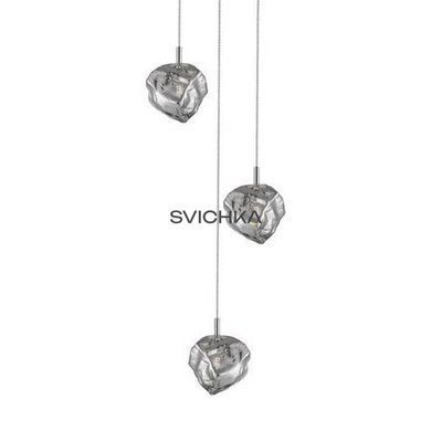 Підвісний світильник Zuma-line ROCK PENDANT 3 small, Сріблястий, Метал, Срібло
