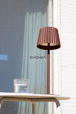 Акумуляторна настільна лампа для дому та вулиці Lucide JUSTINE Battery pack/batteries LED Dim. 1x2W 2700K IP54 With wireless charging pad Rust Brown, Rust Brown