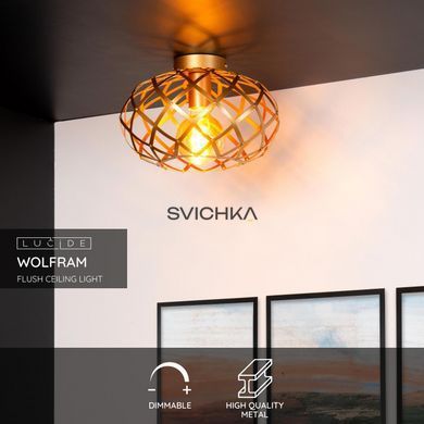 Потолочный светильник Lucide WOLFRAM &Oslash; 30 cm 1xE27 Matt Gold / Brass