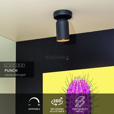 Потолочный точечный светильник Lucide PUNCH 1xGU10 Black