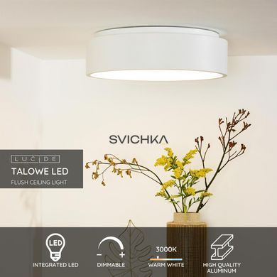 Стельовий світильник Lucide TALOWE LED &Oslash; 45,5 cm LED Dim. 1x30W 3000K White, WHITE, Білий, Білий