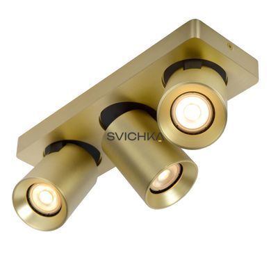 Стельовий точковий світильник Lucide NIGEL LED Dim to warm GU10 3x5W 2200K/3000K Matt Gold / Brass, Matt Gold / Brass