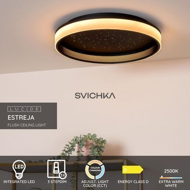 Стельовий світильник Lucide ESTREJA &Oslash; 40 cm LED Dim. 2500K/3000K Black, BLACK, Чорний, Прозорий