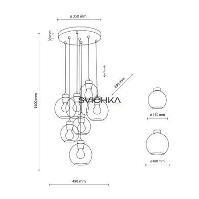Подвесной светильник TK Lighting Cubus 7, Graphite