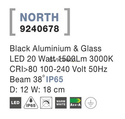 Грунтовий світильник Nova luce NORTH 120, Black