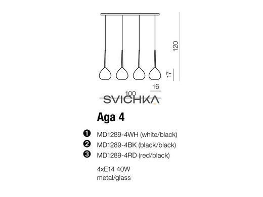 Підвісний світильник Azzardo MD1289-4BK AGA 4 pendant black (AZ1067), Чорний, Чорний