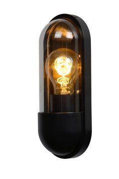 Настінний світильник для дому/вулиці Lucide CAPSULE 1xE27 IP54 Black, BLACK