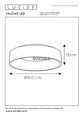 Стельовий світильник Lucide TALOWE LED &Oslash; 60 cm LED Dim. 1x42W 3000K Black, BLACK, Чорний, Чорний