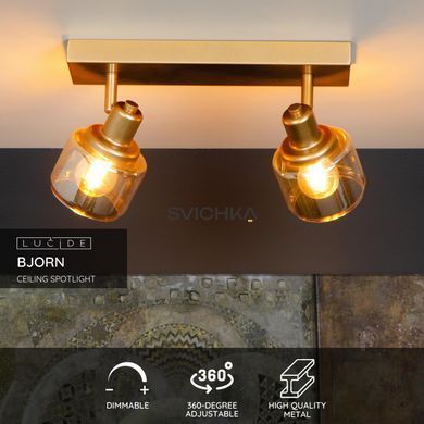 Стельовий точковий світильник Lucide BJORN 2xE14 Matt Gold / Brass, Matt Gold / Brass
