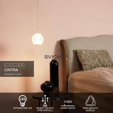Подвесной светильник Lucide CINTRA &Oslash; 14 cm LED 1x5,7W 2700K Transparant