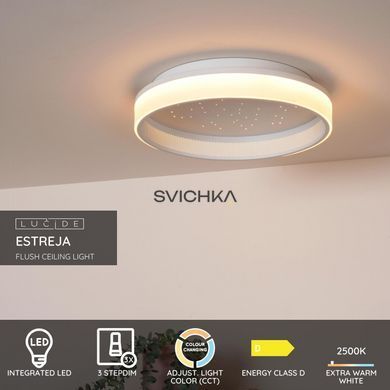 Стельовий світильник Lucide ESTREJA &Oslash; 40 cm LED Dim. 2500K/3000K White, WHITE, Прозорий, Білий