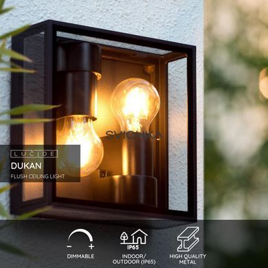 Стельовий світильник для дому і вулиці Lucide DUKAN 2xE27 IP65 Black, BLACK