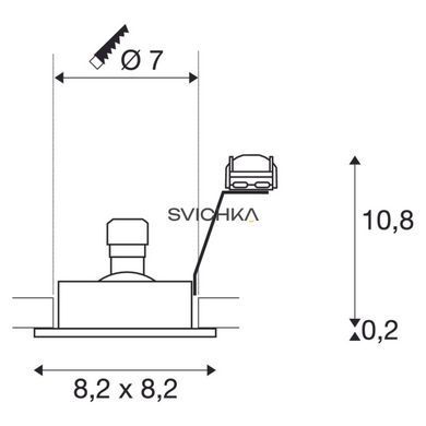 Врізний точковий світильник SLV NEW TRIA 68 square, 50W, Чорний, Чорний, Чорний, Чорний