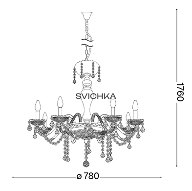 Підвіс (люстра) Ideal Lux ROSE SP8, Янтарный;Хром, Хром, Янтарний, Бурштин, Хром
