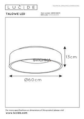 Стельовий світильник Lucide TALOWE LED &Oslash; 60 cm LED Dim. 1x42W 3000K White, WHITE, Білий, Білий