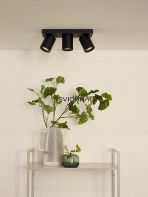 Стельовий точковий світильник Lucide NIGEL LED Dim to warm GU10 3x5W 2200K/3000K Black, BLACK