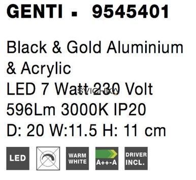 Настінний світильник Nova luce GENTI Black/Gold