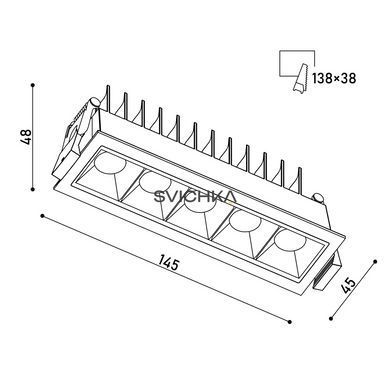 Светильник точечный врезной KLOODI KD-POINT 5X2 10W 3K BK