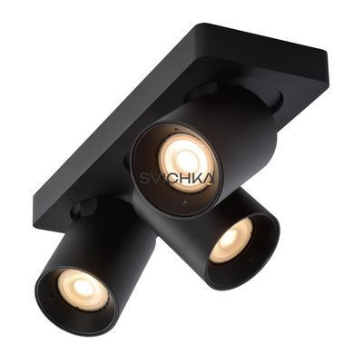 Стельовий точковий світильник Lucide NIGEL LED Dim to warm GU10 3x5W 2200K/3000K Black, BLACK