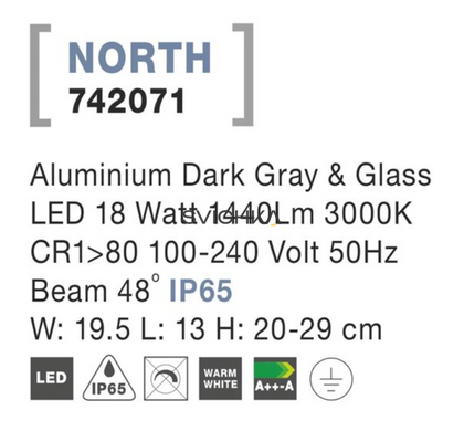Грунтовий світильник Nova luce NORTH 125, Dark gray