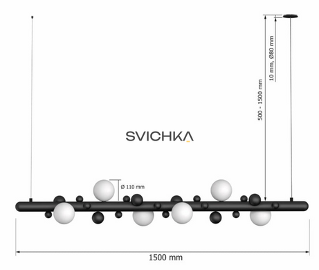 Підвісний світильник Babich Studio Lunar 1500, Black