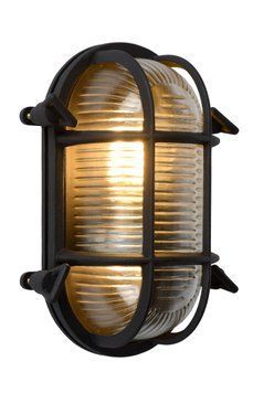 Настінний світильник для дому/вулиці Lucide DUDLEY 1xE27 IP65 Black, BLACK, Прозорий, Чорний