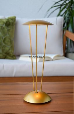 Акумуляторна настільна лампа для дому та вулиці Lucide RENEE Battery pack/batteries &Oslash; 12,3 cm LED Dim to warm 1x2,2W 2700K/3000K IP54 With wireless charging pad Matt Gold / Brass, Matt Gold / Brass