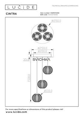 Підвісний світильник Lucide CINTRA &Oslash; 25 cm LED Dim. 3x4,7W 2700K Transparant, Transparant