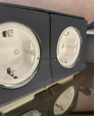 Блок с двух розеток с заземлением и шторками IP55 для поверхностного монтажа Schneider Electric Mureva Styl