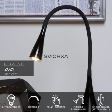 Настільна лампа Lucide ZOZY LED Dim. 1x4W 3000K Black, BLACK, Чорний, Чорний, Чорний