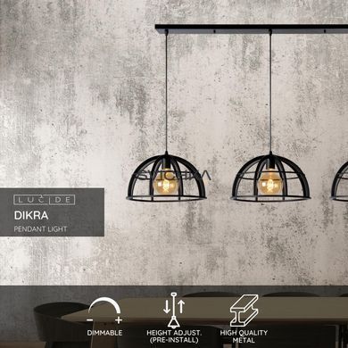 Подвесной светильник Lucide DIKRA &Oslash; 40 cm 3xE27 Black