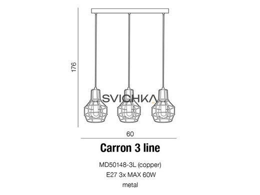 Підвісний світильник AZzardo Carron 3 Line AZ2141 copper, Чорний, Мідний