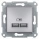 USB розетка Schneider Electric Asfora 2,1A, алюминий, Алюміній