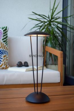 Акумуляторна настільна лампа для дому та вулиці Lucide RENEE Battery pack/batteries &Oslash; 12,3 cm LED Dim to warm 1x2,2W 2700K/3000K IP54 With wireless charging pad Black, BLACK