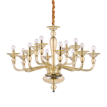 Підвіс (люстра) Ideal Lux DANIELI SP12, Янтарный;Прозрачный;Золото;Хром, Золото, Прозорий, Хром, Янтарний, Бурштиновий, Золотий, Прозорий, Хром
