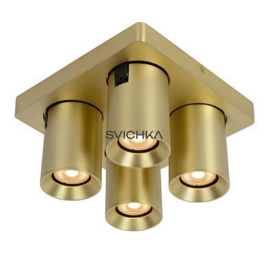 Потолочный точечный светильник Lucide NIGEL LED Dim to warm GU10 4x5W 2200K/3000K Matt Gold / Brass